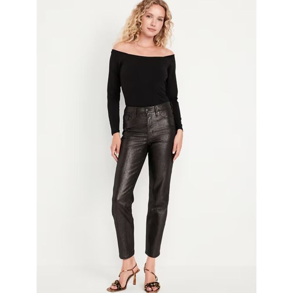 Old Navy High-Waisted Shine OG Straight Ankle Jeans – Dark Shine
